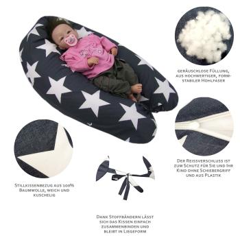 Preview: RAWSTYLE Stillkissen inkl. Innenleben, Lagerungskissen, Schwangerschaftskissen, Seitenschläferkissen, 170cm