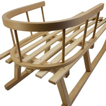 RAWSTYLE Kinderschlitten Holzschlitten Rodel Schlitten 90cm Zugseil Rückenlehne